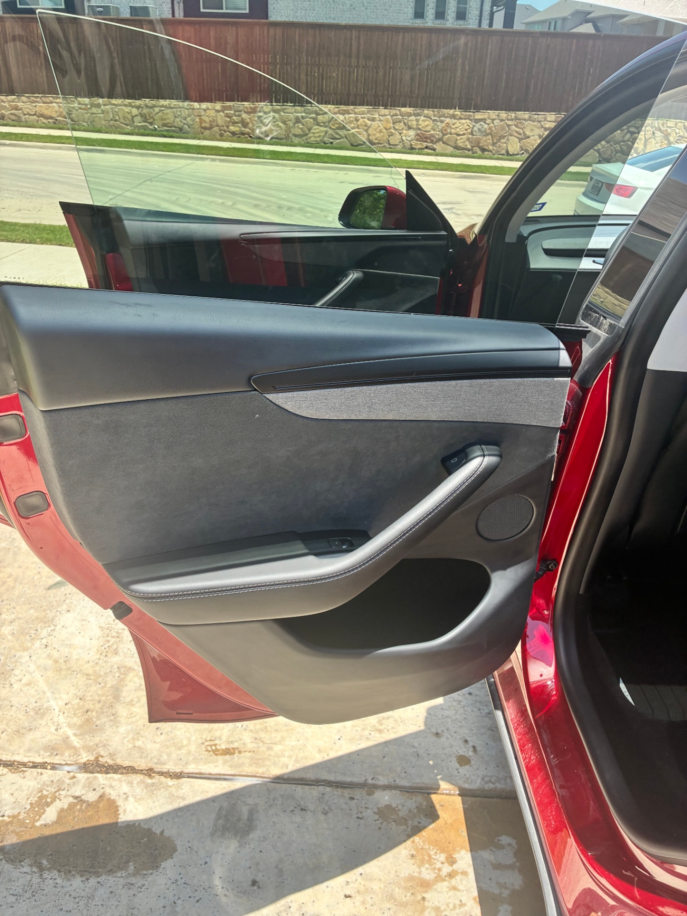 Tesla Model Y rear door panel cleaned